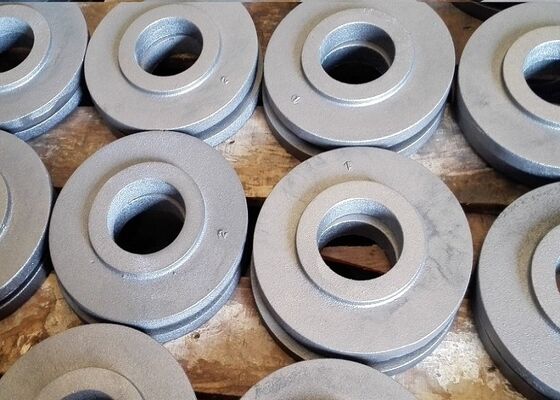 Zand die Grijs Ijzerafgietsels met van de Triplexpallet/Doos Verpakking gieten
